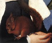 HOLBEIN, Hans the Younger Portrait of a Lady with a Squirrel and a Starling (detail) sf oil